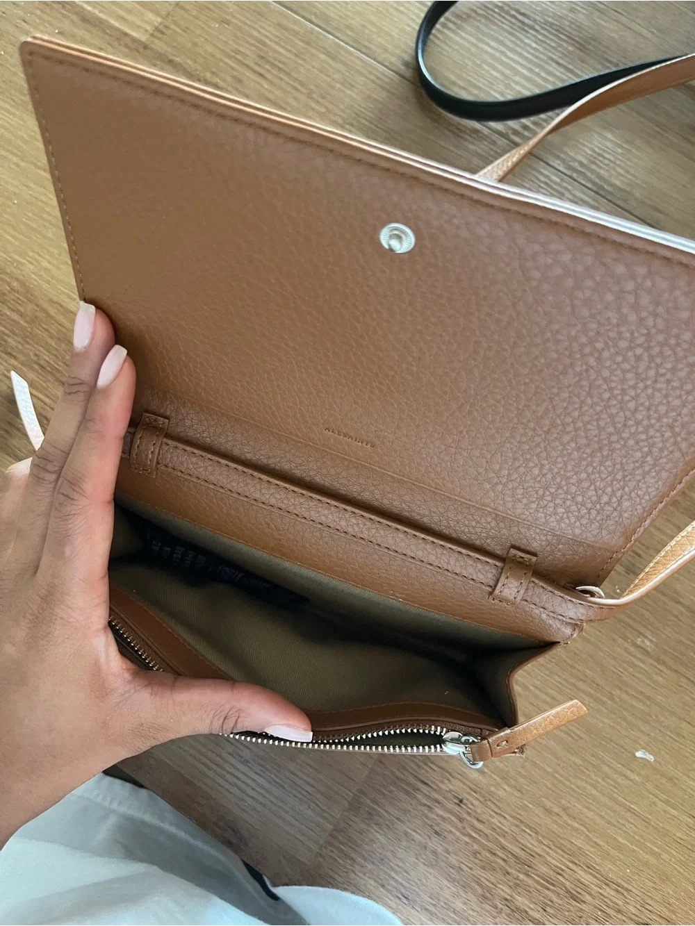 All Saints Tan Leather Crossbody Bag